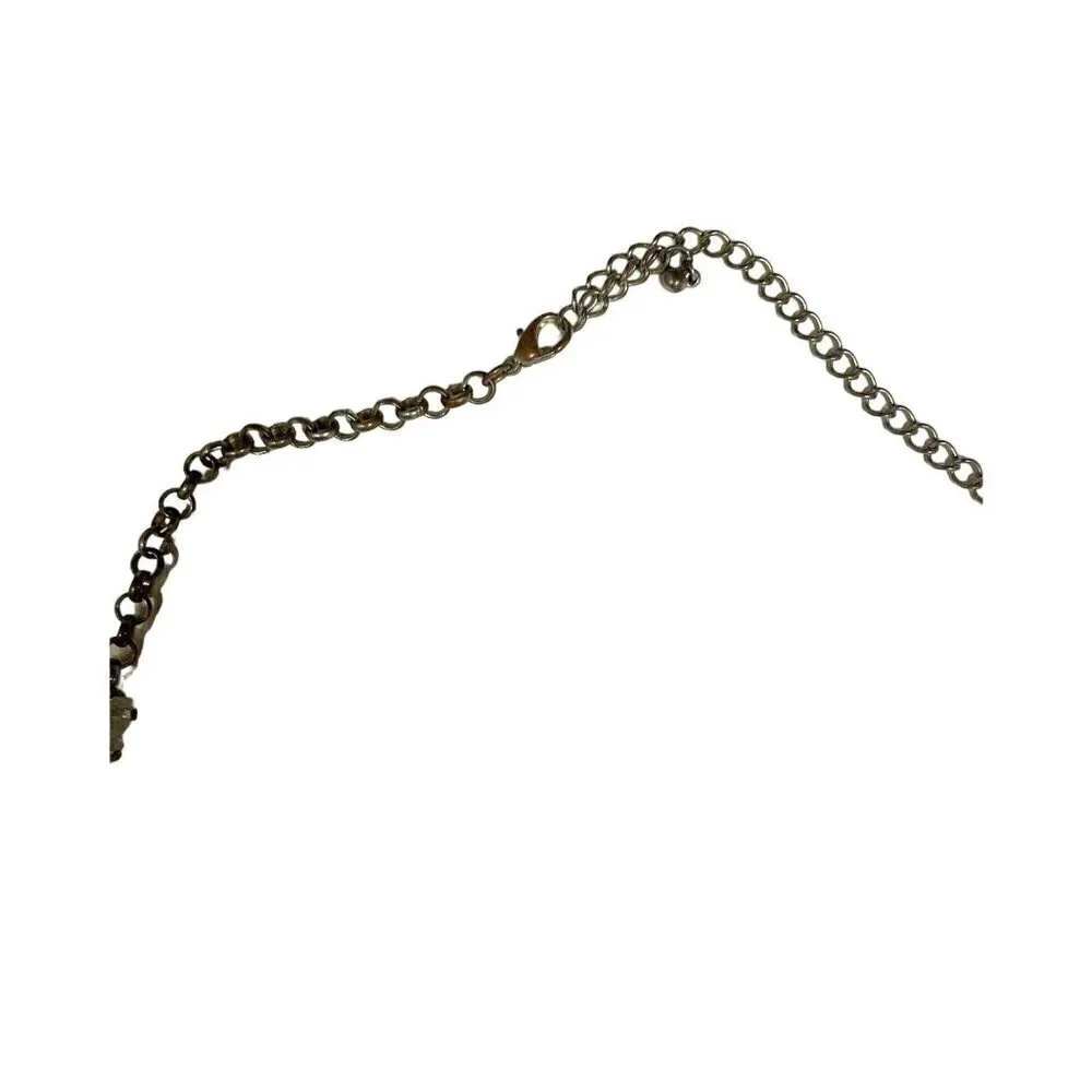 25” Peach/Salmon Color Statement Necklace With Iridescent & Gray Beads‎